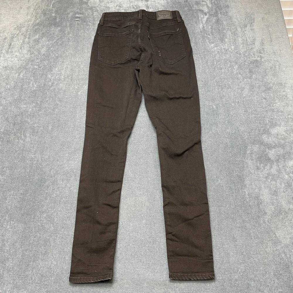Levi's 721 High Rise Skinny Jeans Womens 29 Black Denim 5-Pockets Distressed